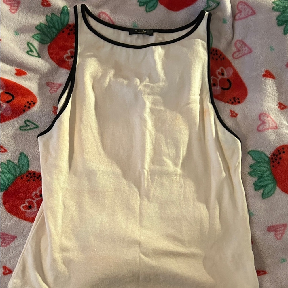 Massimo Dutti Cream Tank Top with Black Trim